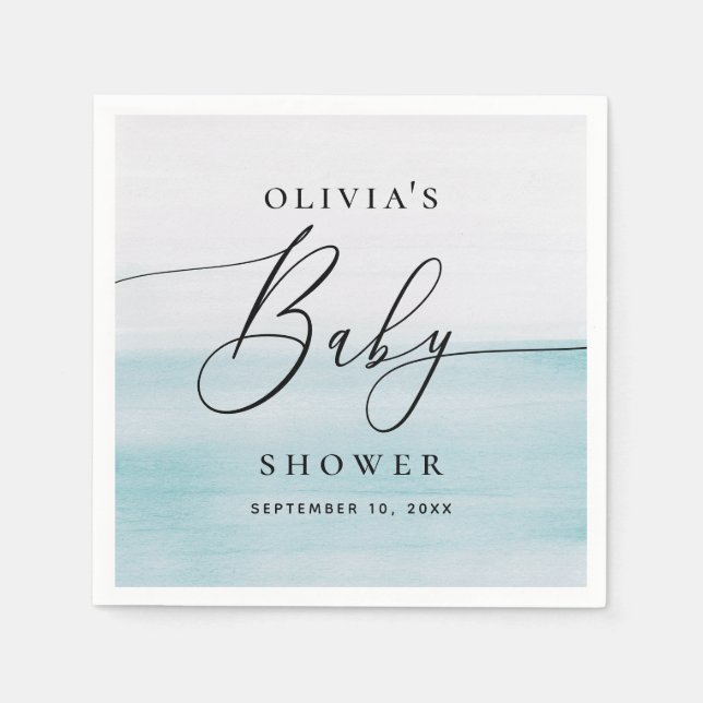 Nautical Boy Baby Shower | Vattenfärgad blå kust Pappersservett (Framsidan)