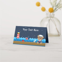 Nautical Boy Bear Red and Navy Baby Shower Placeringskort