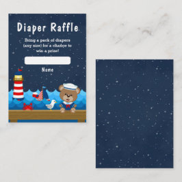 Nautical Boy Bear Red and Navy Diaper Raffle Tilläggskort