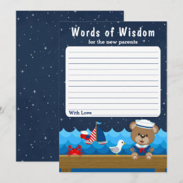 Nautical Boy Bear Red and Navy Ord of Wisdom Inbjudningar