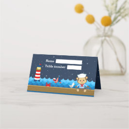 Nautical Boy Monkey Red Navy Birthday-möte Placeringskort