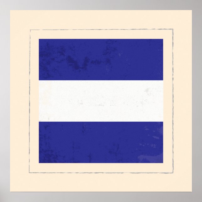 Nautical Brev ’J’ Signal Flagga Poster (Framsidan)