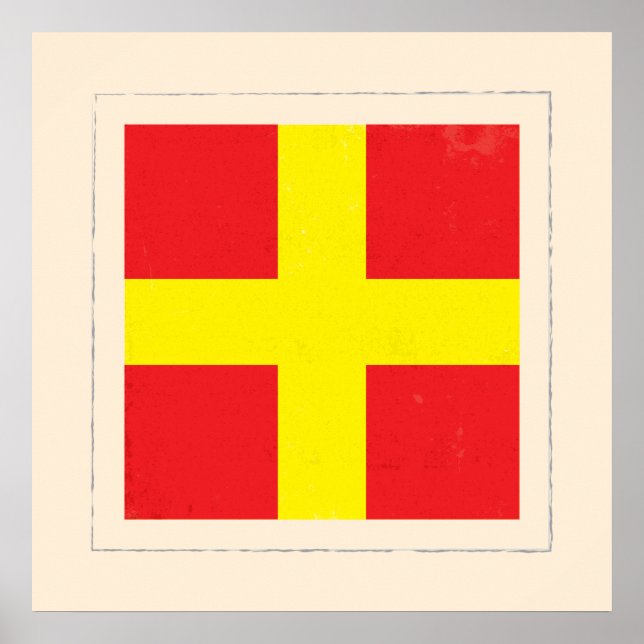 Nautical Brev ’R’ Signal Flagga Poster (Framsidan)