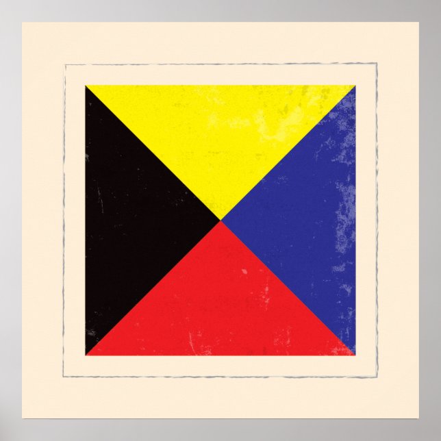 Nautical Brev ’Z’ Signal Flagga Poster (Framsidan)
