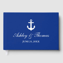 Nautical Bröllop Anchor Blue Guest Bok