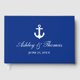 Nautical Bröllop Anchor Blue Guest Bok