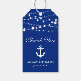 Nautical Bröllop Anchor String Ljus Blue Presentetikett