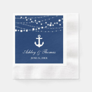 Nautical Bröllop Anchor String Ljus marinblå marin Pappersservett