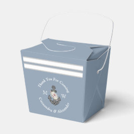 Nautical Bröllop Blommigt Anchor Dusty Blue White Presentaskar