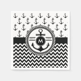 Nautical Bröllop Bride and Groom Namn Monogram Pappersservett