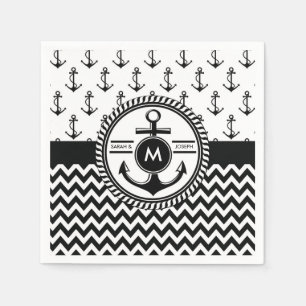 Nautical Bröllop Bride and Groom Namn Monogram Pappersservett