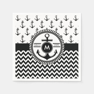 Nautical Bröllop Bride and Groom Namn Monogram Pappersservett