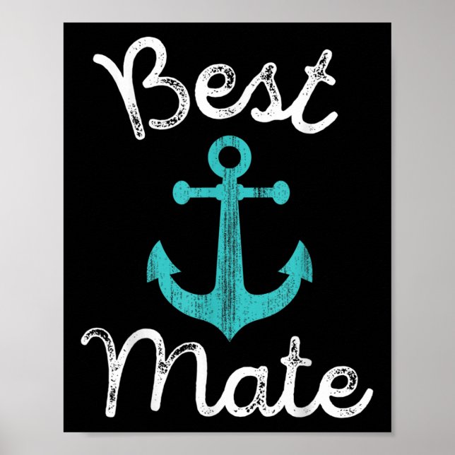 Nautical Bröllop Bride Grooms Man&amp; Marskalkar Poster (Framsidan)
