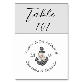 Nautical Bröllop Dusty Silver Grått Bordsnummer