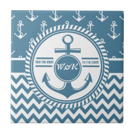 Nautical Bröllop eller Anniistor Chevron Kakelplatta