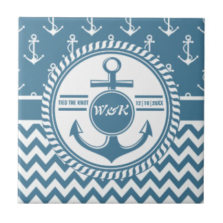 Nautical Bröllop eller Anniistor Chevron Kakelplatta