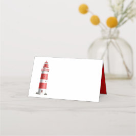 Nautical Bröllop fyr Beach Summer Red Placeringskort