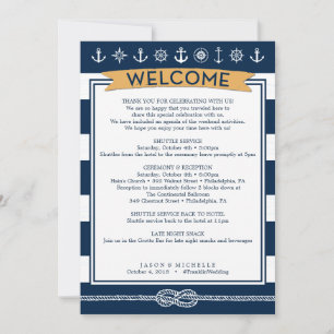 Nautical Bröllop Itinerary - Bröllop Welcome Inbjudningar