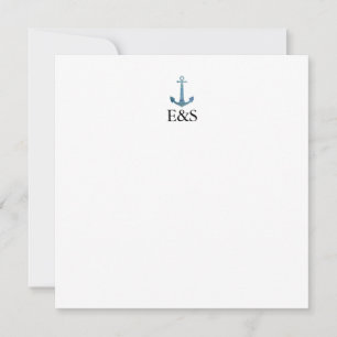 Nautical Bröllop Monogram Blue Rand Tack Kort