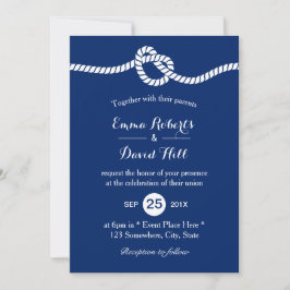 Nautical Bröllop Navy Blue Gifter sig Elegant Inbjudningar