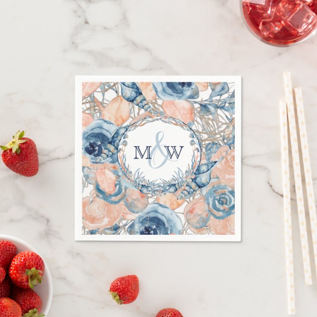 Nautical Bröllop Strand Havsskal Blommor  Pappersservett (Insitu)