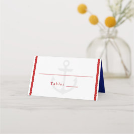 Nautical Bröllop White Red Blue Rope Anchor Placeringskort