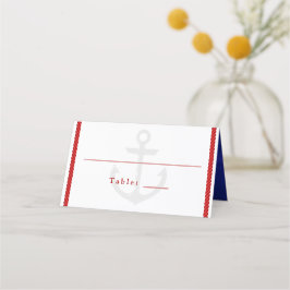 Nautical Bröllop White Red Blue Rope Anchor Placeringskort