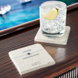 Nautical Bröllopsfest Groomsman Gift Stenunderlägg<br><div class="desc">Bröllopsfestens gåva underlägg med nautiskt tema för att anpassa sig för varje medlem i bröllopsfesten. Anpassningsbarna innehåller er gäst namn, roll eller relation och namn i bruden och brudgummen och deras bröllop-datum. Om du vill ge dig in i designen verktyg kan du också ändra färg på bakgrunden, texten och segellinan...</div>
