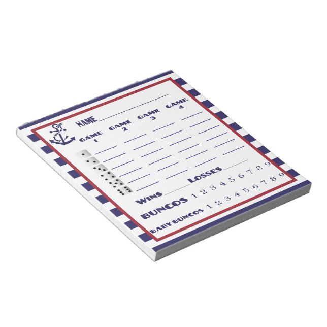 Nautical Bunco Score Pad Anteckningsblock (Vinklad)