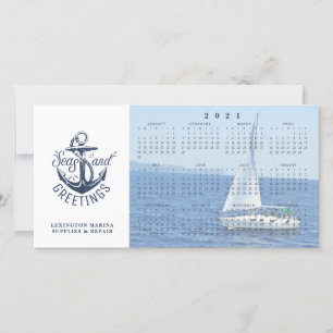 Nautical Business 2021 Calendar SEAS AND HÄLSNING Julkort