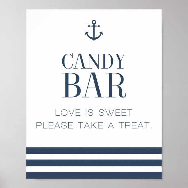 Nautical Candy Pub Bröllop Sign Poster (Framsidan)