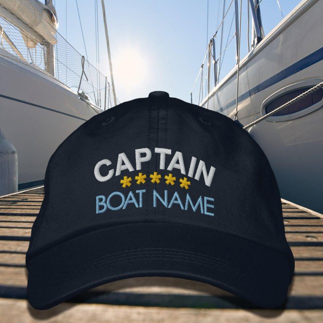 Nautical Captain Your Boat Name Personalized Cap  Broderad Keps (Skapare uppladdad)