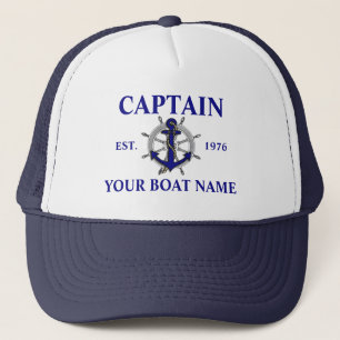 Nautical Caption Anchor Boat Namn Keps