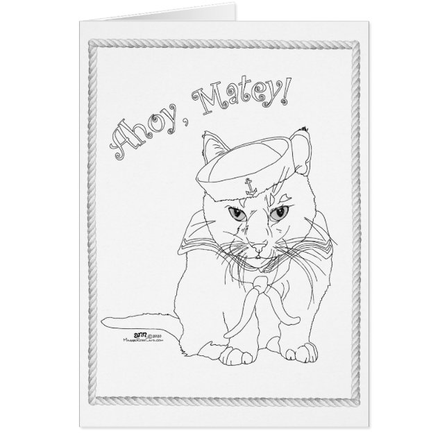 Nautical Cat Hälsningskort (Framsidan)