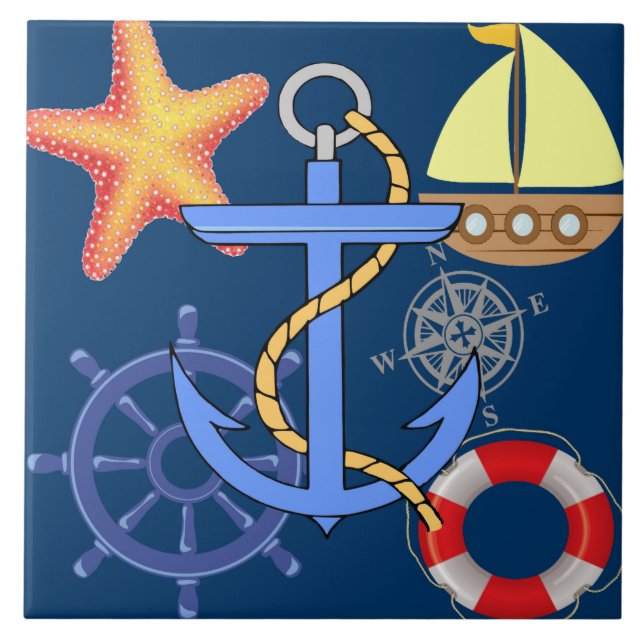 Nautical Ceramic Tile Kakelplatta (Framsidan)