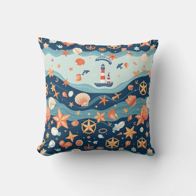 Nautical Charm Dekorativ kudde - Set Sail i Stil (Framsida)