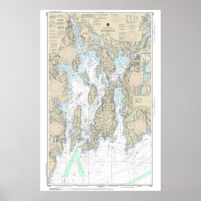Nautical Chart 13221 i Narragansett Bay Poster (Framsidan)