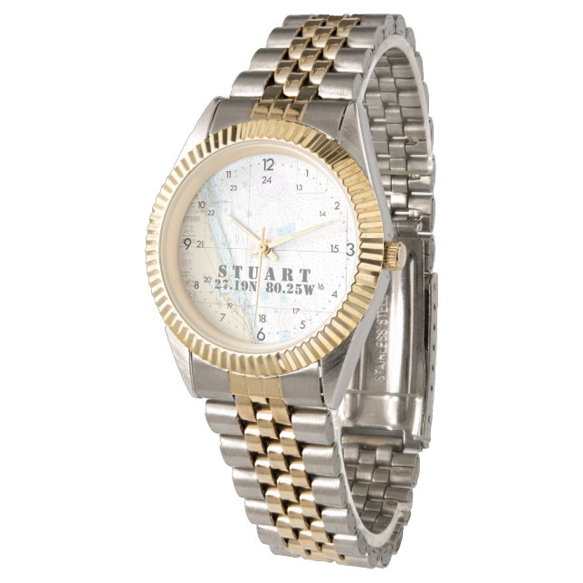 Nautical Chart Stuart Florida Longitud Latitude Armbandsur (Vinklad)