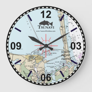 Nautical Chart Wall Clock - Södra Padre Island Stor Klocka