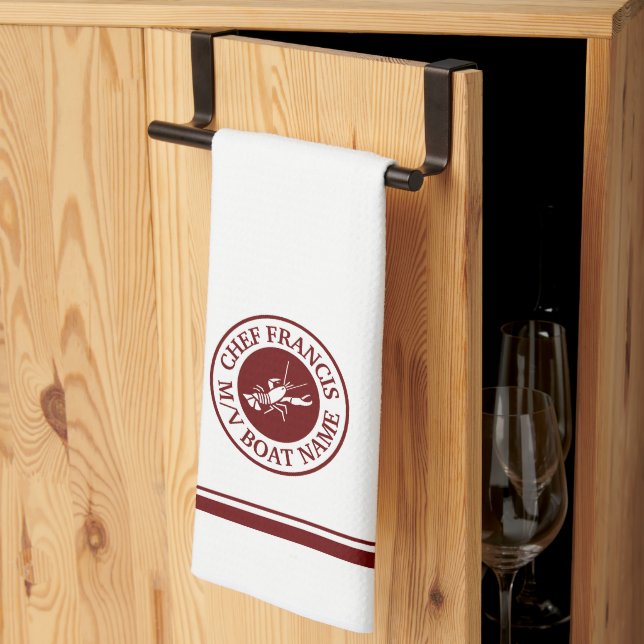 Nautical Chef Lobster Logotyp Kitchen Towel Kökshandduk (Thirds Fold)