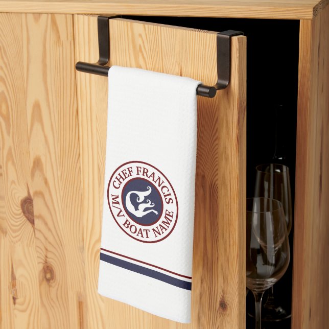 Nautical Chef Sjöjungfru Logotyp Kitchen Towel Kökshandduk (Thirds Fold)