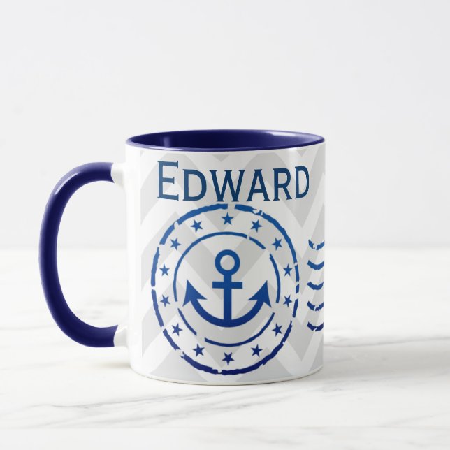 Nautical Chevron & Anchor Seal Mugg (Vänster)