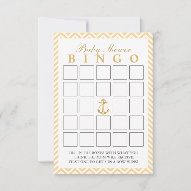 Nautical Chevron Rand Baby Shower Bingo Cards (Framsida)