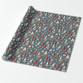 Nautical Christmas Gift Wrapping Paper  Presentpapper