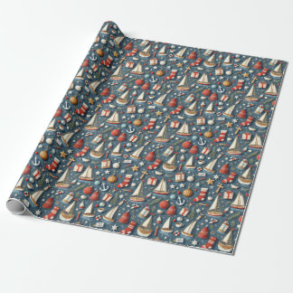 Nautical Christmas Gift Wrapping Paper Presentpapper