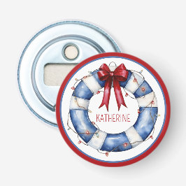 Nautical Christmas Life Preserver With Bow Flasköppnare