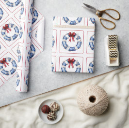 Nautical Christmas Life Preserver With Bow Presentpapper