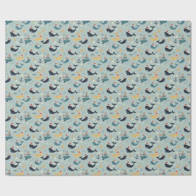 Nautical Christmas Wrapping Paper Featuring Whales Presentpapper (Platt)