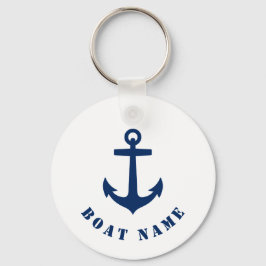 Nautical Classic Anchor Boat eller Namn Navy & Whi Nyckelring