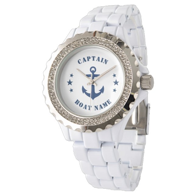 Nautical Classic Anchor Kapten Boat eller Namn Armbandsur (Vinklad)